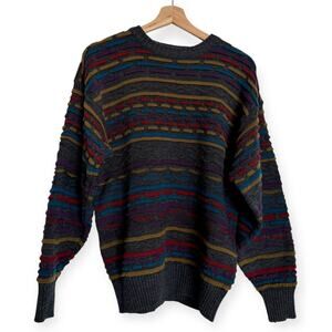Vintage Stefano Multicolor 3D Knit Acrylic Pullover Sweater Men's Size L